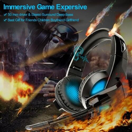 Gaming Headset Surround Sound Controllable Volume Game Headphone with Noise Canceling Microphone for PC Laptop Notebook