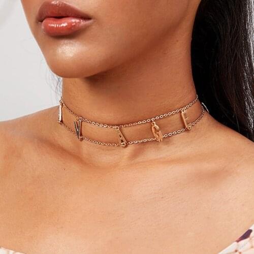 Personality Letter Choker Necklace For Women Trendy Gold Color Chain Punk Style Girls Jewelry