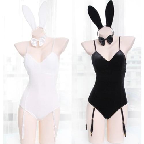 Japanese Sexy Bunny Girl Sleepwear Suit Female Women Cosplay Costume Jumpsuit Velvet Underwear Nightdress Cat Woman Costume
