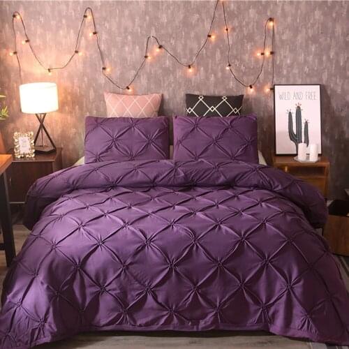 Lychee Simple Solid Color Bedding Set Modern Polyester Duvet Cover Set 2-3pcs Home Textile Family Bed Sets