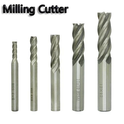 5 Pcs/set HSS CNC Straight Shank 4 Flute End Mill Cutter Drill Bit Tool 4/6/8/10/12m High Toughness Mill Cutter Support Dropship