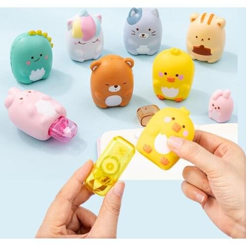 Kawaii Plastic Colored Correction Tape Cartoon Correcting Kid School Office Supplies Artificial Decoration Accessories Girl Gift