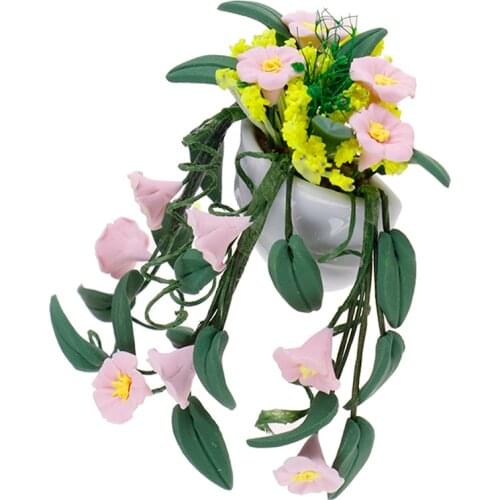 Mini Potted Plant Flowers Pot DollHouse Decor Bonsai Model Kids Play Toys 1:12 Doll House Miniature Fairy Garden Ornament