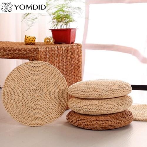 Tatami Futon Meditation Cushion thick/thin Round Yoga Circle Corn Husk Straw Braid Mat Japanese Style Cushion with Silk Wadding