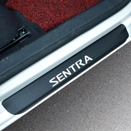 Car Door Sill Stickers For Nissan Sentra Carbon Fiber Auto Welcome Pedal Protection Stickers Car Accessories Interior 4Pcs