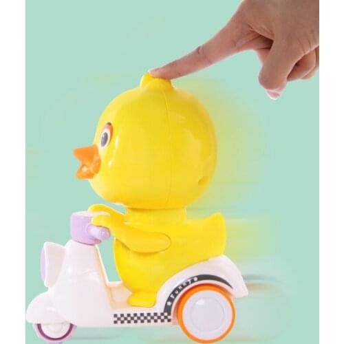 Sale Press the small toy car Cute duck shape design Three-wheeled small motorcycle model Baby crawling exercise safe non-toxic