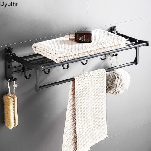 European style simple bathroom set accessories space aluminum bath towel rack bathroom hardware black pendant set towel rack