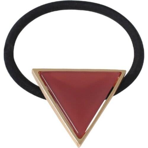 Simple Red Grey Dark Blue Light Coffee Triangle Acrylic Alloy Hair Bands Ponytail Holders Headwear for Women