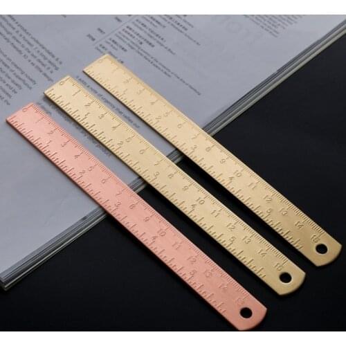 15Cm Brass Straight Ruler for School Office Stationery Metal Painting Drawing Tools Measuring Ruler Bookmark Metal Ruler