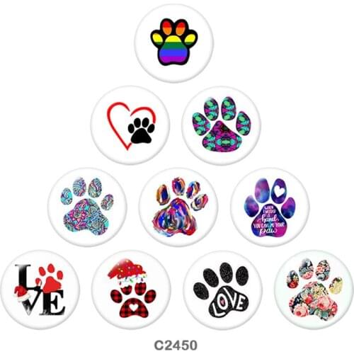 Multicolor PAW Christmas Round glass cabochon Fridge stickers Keychain Aroma Locket snap button jewelry 10pcs/set C2450