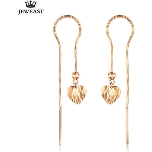 18K Pure Gold Earring Real AU750 Solid Gold Earrings Elegant Heart Upscale Trendy Classic Party Fine Jewelry Hot Sell New 2020