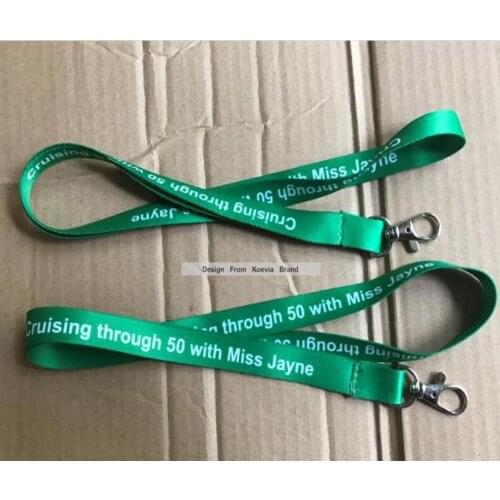 100pcs/lot Custom Green Polyester Neck Lanyard Birthday Anniversary Party Promotion Lanyards Free shipping