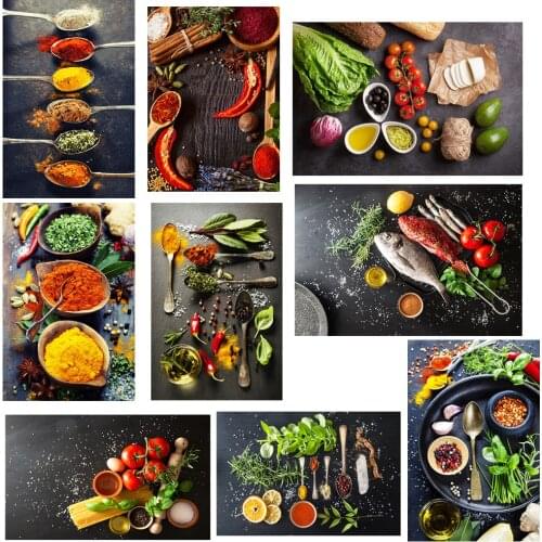 Nordic Home Decoration Canvas Painting Grains Spices Spoon Peppers Kitchen Posters Prints Wall Art Modern Food Modular Picture