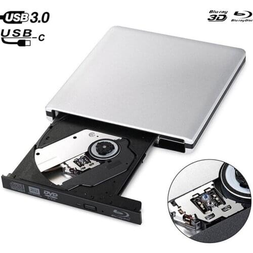 Type-C+USB3.0 Bluray Burner Writer BD-RW External DVD Drive Portatil Blu ray Player DVD RW Optical Drive for Win7/8/10 Mac