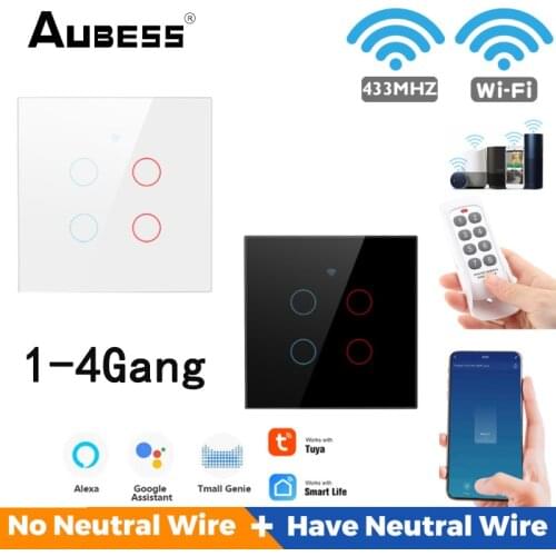 Tuya WiFi Smart Light Switch with Luxuray Glass Panel Touch Sensor Smart Wall Switch Voice Work with Alexa Google Home