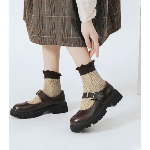 Thick-soled Increased British Small Leather Shoes Womens 2021 Spring New Sweet Mary Jane Round Toe Retro Single Shoes