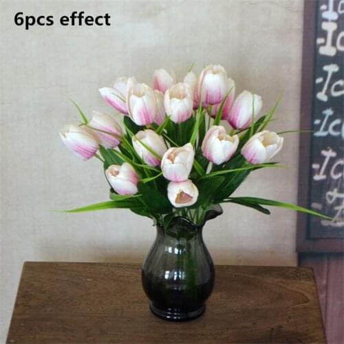 1pc 6 fork 6 heads Simulation Tulip Artificial Silk Flowers Bouquest for Wedding Party Home Ronm Decoration