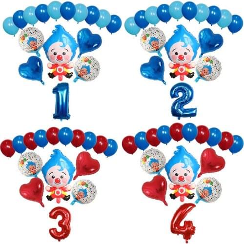 15pcs Clown Plim Foil Helium Balloons 30inch Number Latex Air Globos Kids Birthday Theme Party Decorations Set Kids Toys Gift