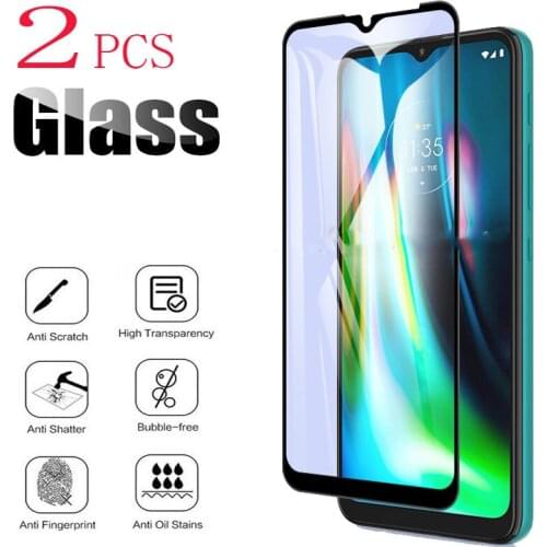 2PCS For Motorola Moto G9 Play Screen Protector Case Full Glue Tempered Glass Protective Cover On MotoG9 Play