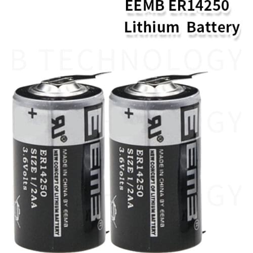 2pcs EEMB ER14250 1/2AA 3.6V 1200mAh Lithium Battery With leg Free Shipping