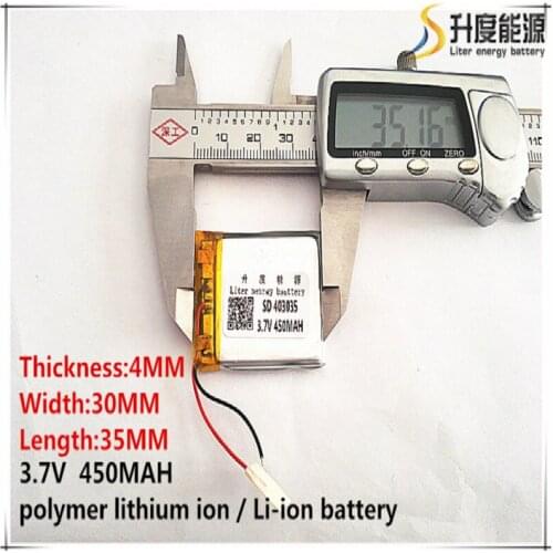 2pcs [SD] 3.7V,450mAH,[403035] Polymer lithium ion / Li-ion battery for TOY,POWER BANK,GPS,mp3,mp4,cell phone,speaker