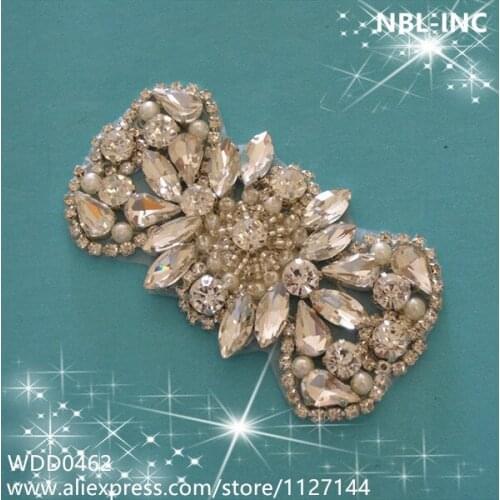 30pcs)Wholesale bridal wedding beaded sewing silver crystal rhinestone applique patch for dresses DIY iron on WDD0462