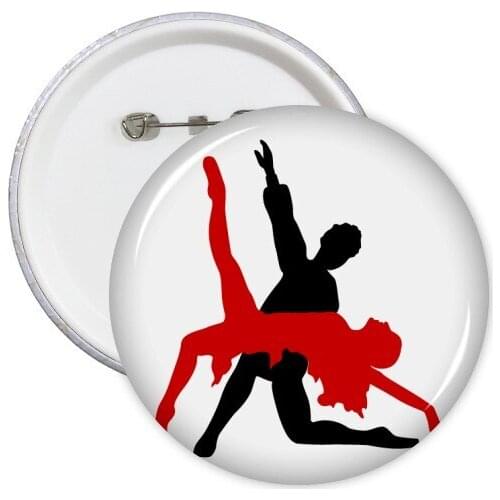 Art Duet Dance Social Dancing Round Pins Badge Button Clothing Decoration 5pcs Gift