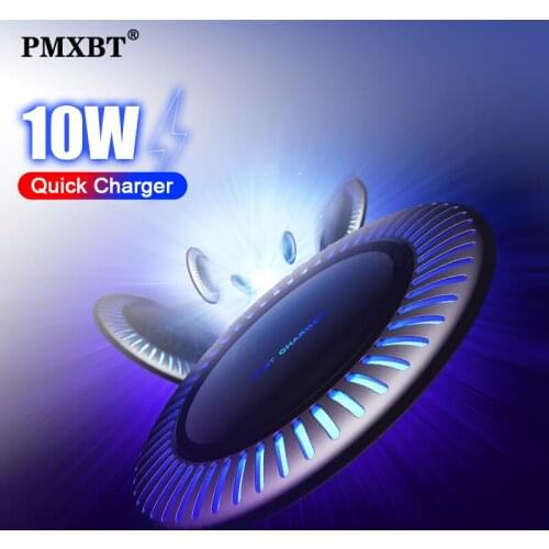 10W Qi Wireless Charger For iPhone 11 X LED Light Wireless Charging Pad for Samsung Xiaomi Huawei Mobile Phone Induction Charger