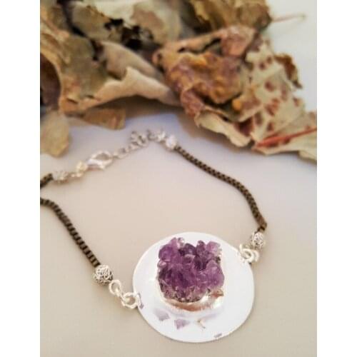 Dr Stone Natural Stone Women Micron silver plated amethyst bracelet Z12 212168615