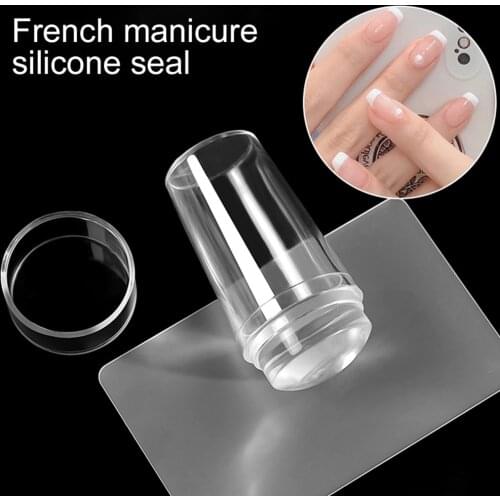 French Nail Template Transparent Silicone Stamps Nail Mold Stamping Template Scraper Transfer Hot Stamping Decal Nail Tool Set