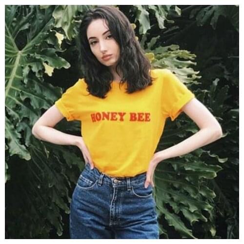 Honey Bee Slogan Graphic T-Shirt Stylish Casual Stylish Summer Bees Grunge Tee lover Bee gift Cotton funny Tops Girl quote Shirt
