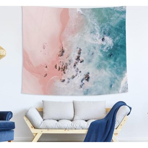 Blue Ocean Waves Tapestry Sea Sunset Wall Hanging for Bathroom Childrens Room Decoration Tapestry