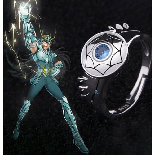 Anime Saint Seiya Shiryuu Dragon Ring 925 Sterling Silver Adjustable Finger Ring Fashion Jewelry Cosplay Accessory Birthday Gift