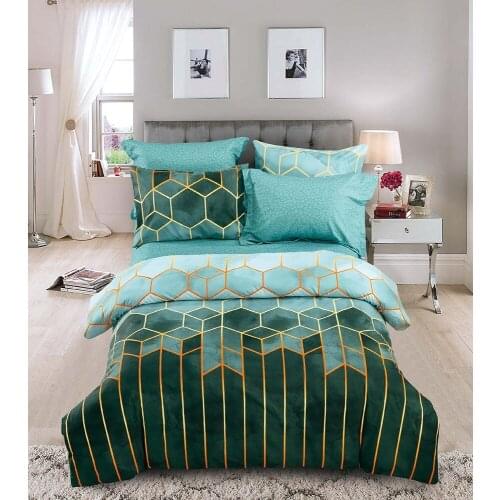 Green Bedding Set,With Pillowcase 220x240 Duvet Cover Set,Quilt Cover King Size Golden Three-Dimensional Pattern Blanket Cover