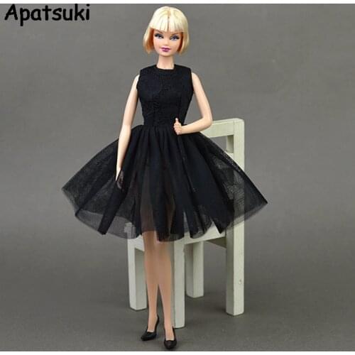 Doll Black Little Dress For Barbie Doll 1:6 Cute Dancing Costume Ballet Dress Lace Skirt Dress Clothes Girls Christmas Gift Toy