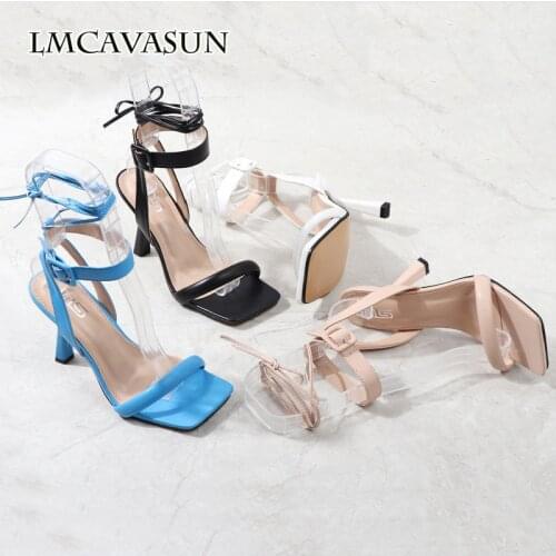 LMCAVASUN 2021 high heel ankle strap fashion sandals comfortable slim strap sexy stiletto nightclub womens shoes