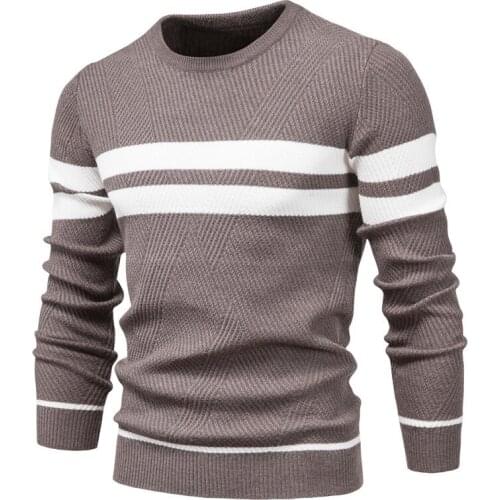 Mens Cotton Sweater Winter Thickness Striped Knitted Pullovers High Quality Sweaters Men Warm Slim Fit Brand Clothing;ZA409