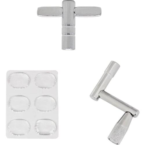 Drum Tool Set 6 Pcs Transparent Silicone Drum Mute Pad with Key Drum Wrench and Z-Shaped Drum Wrench Drum Accessories Instrument