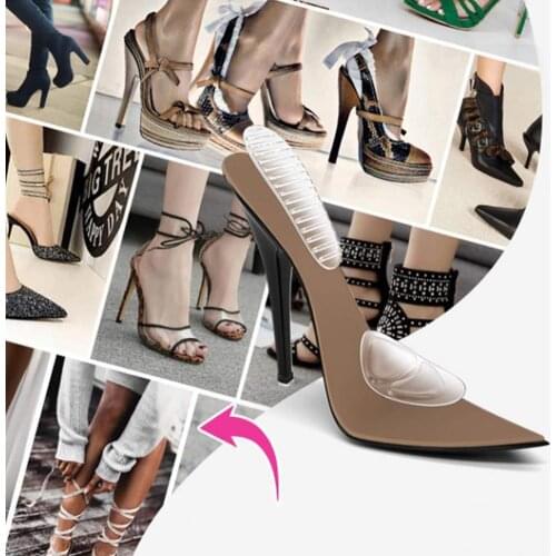 1 Pair Invisible Silicone Insole Comfortable Self-Adhesive Feet Sole Protector Transparent Forefoot Pad Insole Sticker for Women