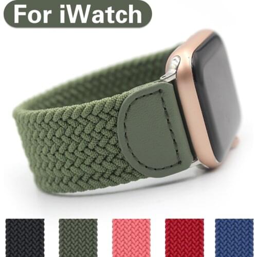 44mm 40mm Braided Solo Loop Elastic Band for Apple Watch 6 Se Nylon Strap for iWatch Serie 5 4 3 Belt Bracelet 38mm 42mm