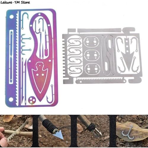 New 17 In 1 Fishing Gear Hook Card Outdoor EDC Tools Outdoor Camping Equipment Emergency Supplies Multifunctional Survival Tools