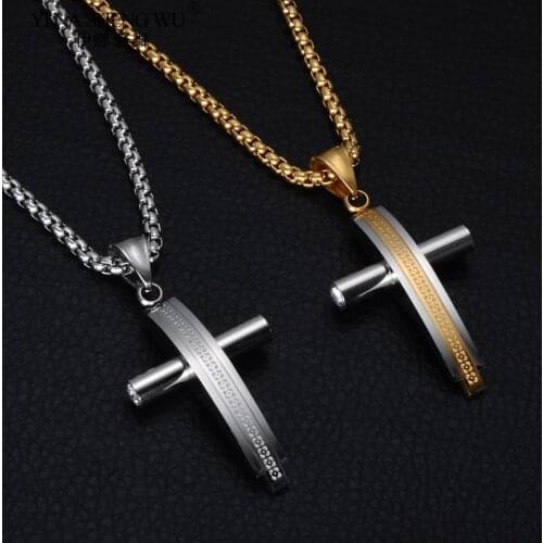 New Cross Necklace Gold Silver Color Crucifix Pendant For Men Punk Hip Hop Rock Style Necklaces Religion Cross Male Jewelry Gift