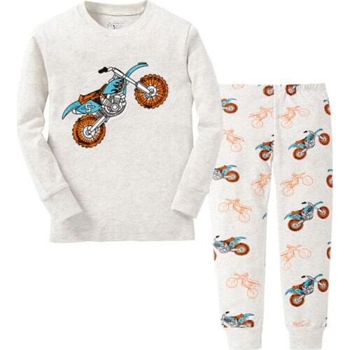 TUONXYE Children Pajamas Cartoon Motorcycle Pyjamas Set Kid Pijamas Boys Nightwear Cotton Girls Long Sleeve Sleepwear Suit