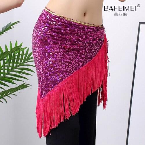 Belly dance sequins triangular bandage new 2019 sequined waist chain tassel hip waist towel dance costumes