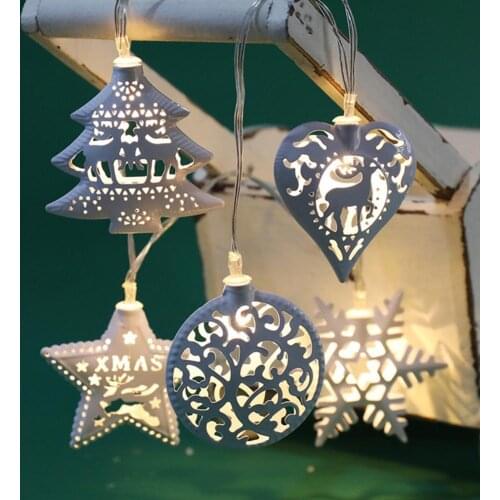 Christmas Decorative Pendant Metal LED String Light Anti-deform Xmas Ornaments Anti-deform Handmade Decoration Home Decor