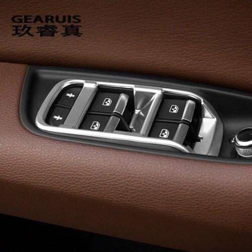 Car styling door armrest panel covers trim for Audi Q7 window glass lift buttons frame decal strip Stainless steel Auto stickers