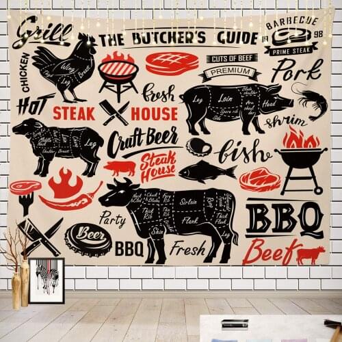 Pig Beef Meat Steak House with Scheme Lettering Cut Wall Art