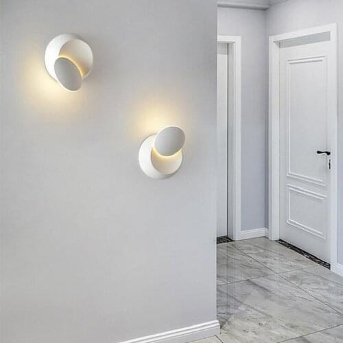 Angle adjustment Indoor Rotatable 6W Balck and White Bedside Background wall Corridor Bedroom Study LED Wall lamps