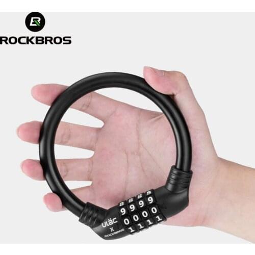 ROCKBROS Bike Bicycle Lock PVC Soft Steel Cable Zinc Alloy Cylinder Password Lock Mini Motorcycle Helmet Lock Bike Accessories