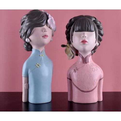 WU CHEN LONG Chinese Creative Classical Woman Arts Sculpture Arts Girl Statue Resin Craft Home Decoration Birthday Gift R3875